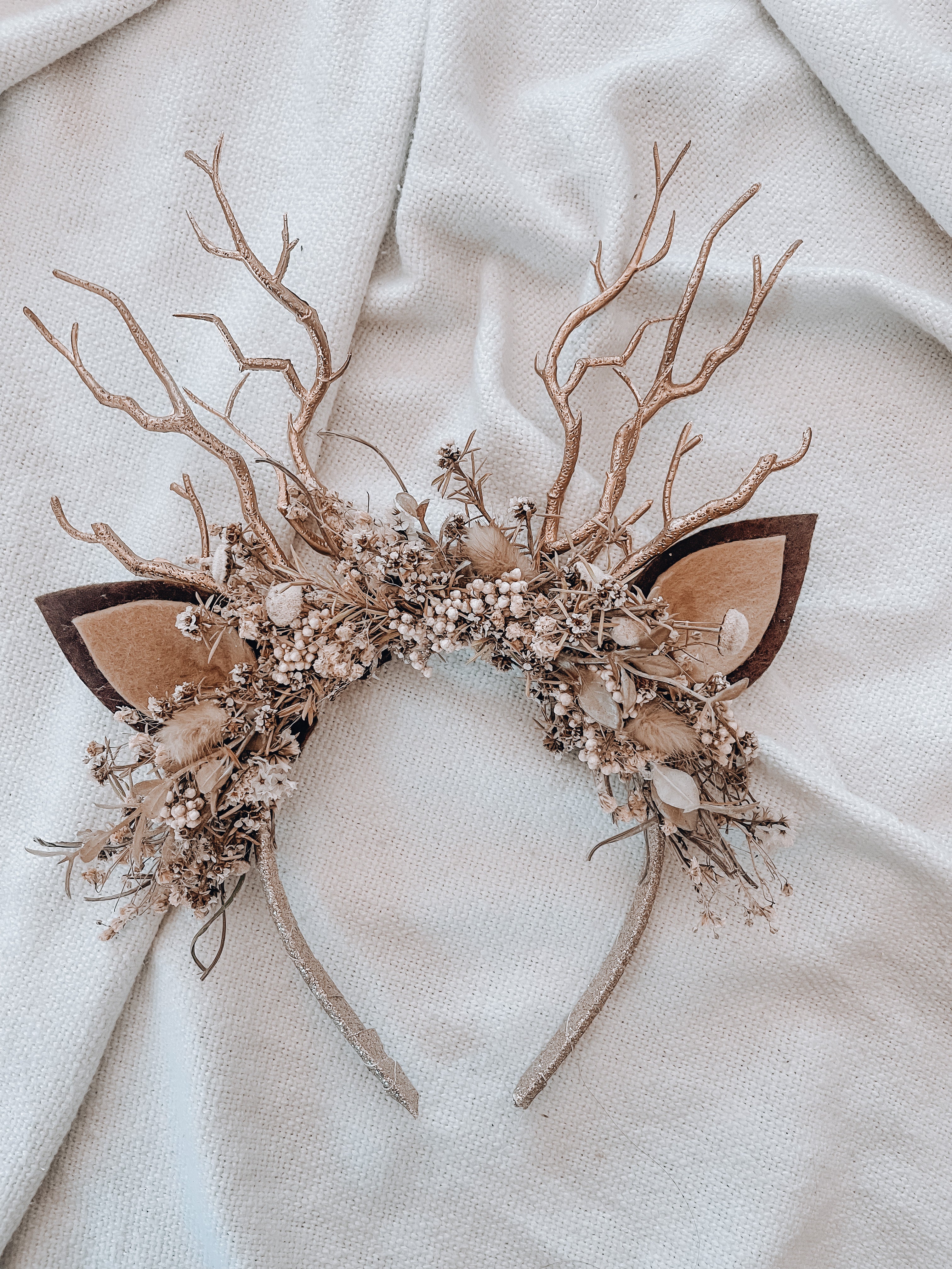 Everlasting Natural floral reindeer crown - Kids/Adult deer