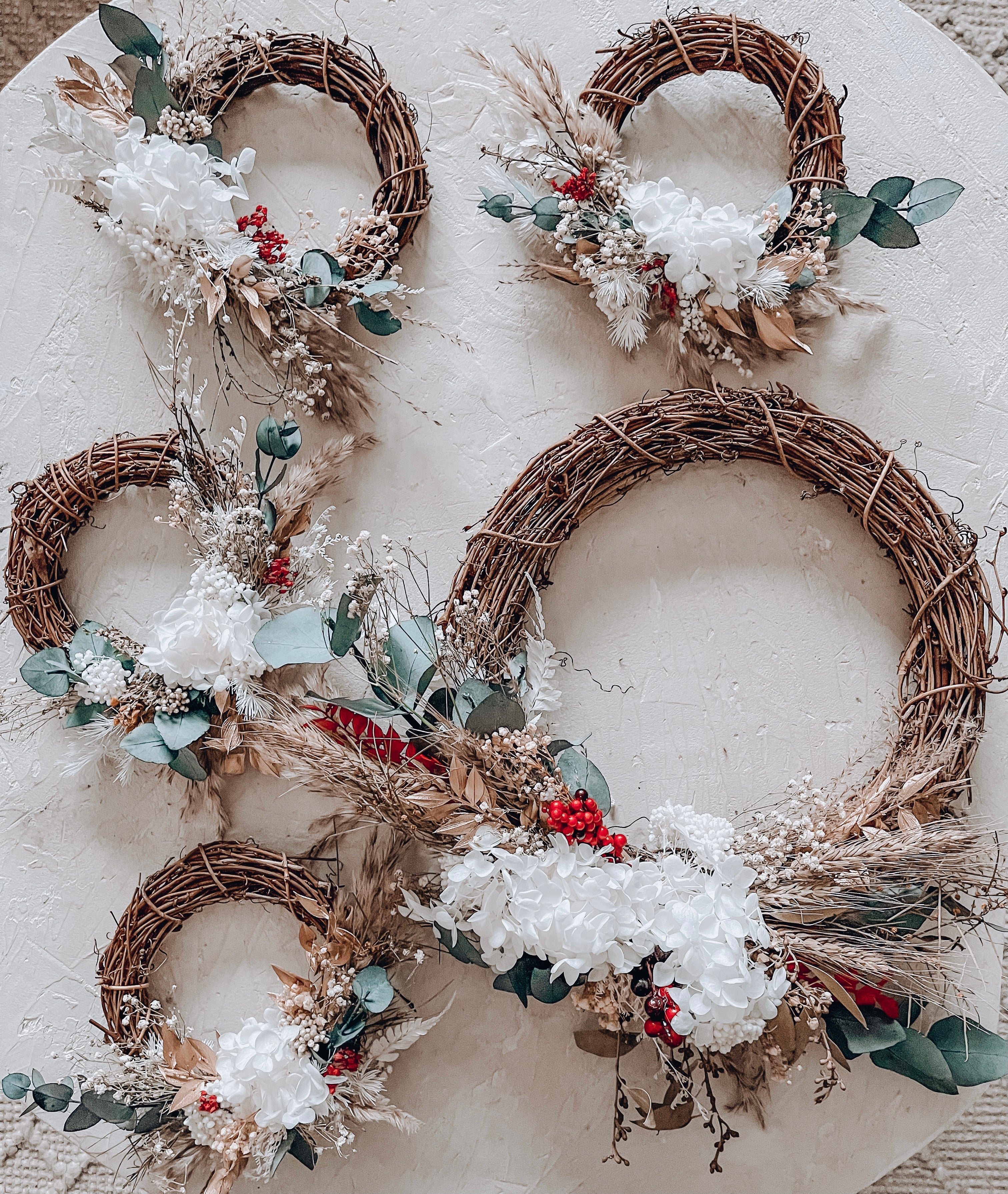 Mini everlasting Christmas wreaths.