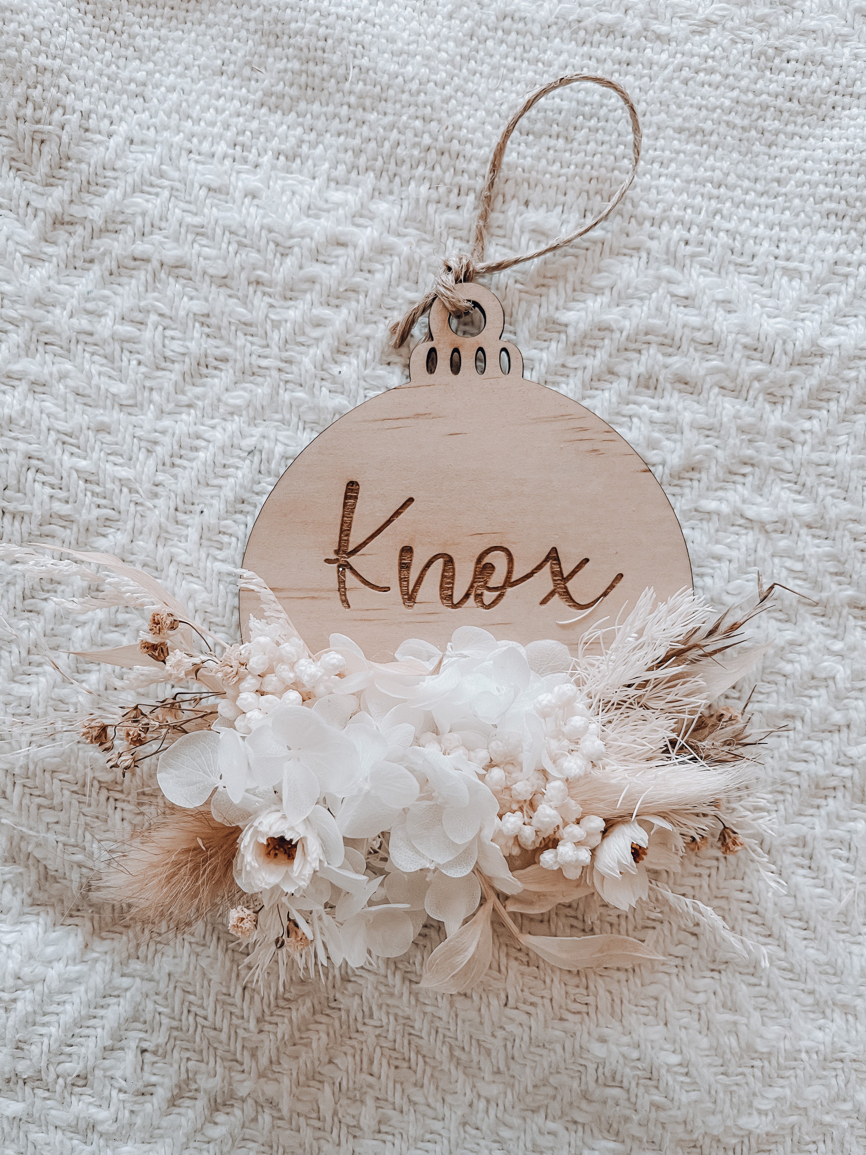 PRE ORDER - Christmas floral & wooden hanging ornament.