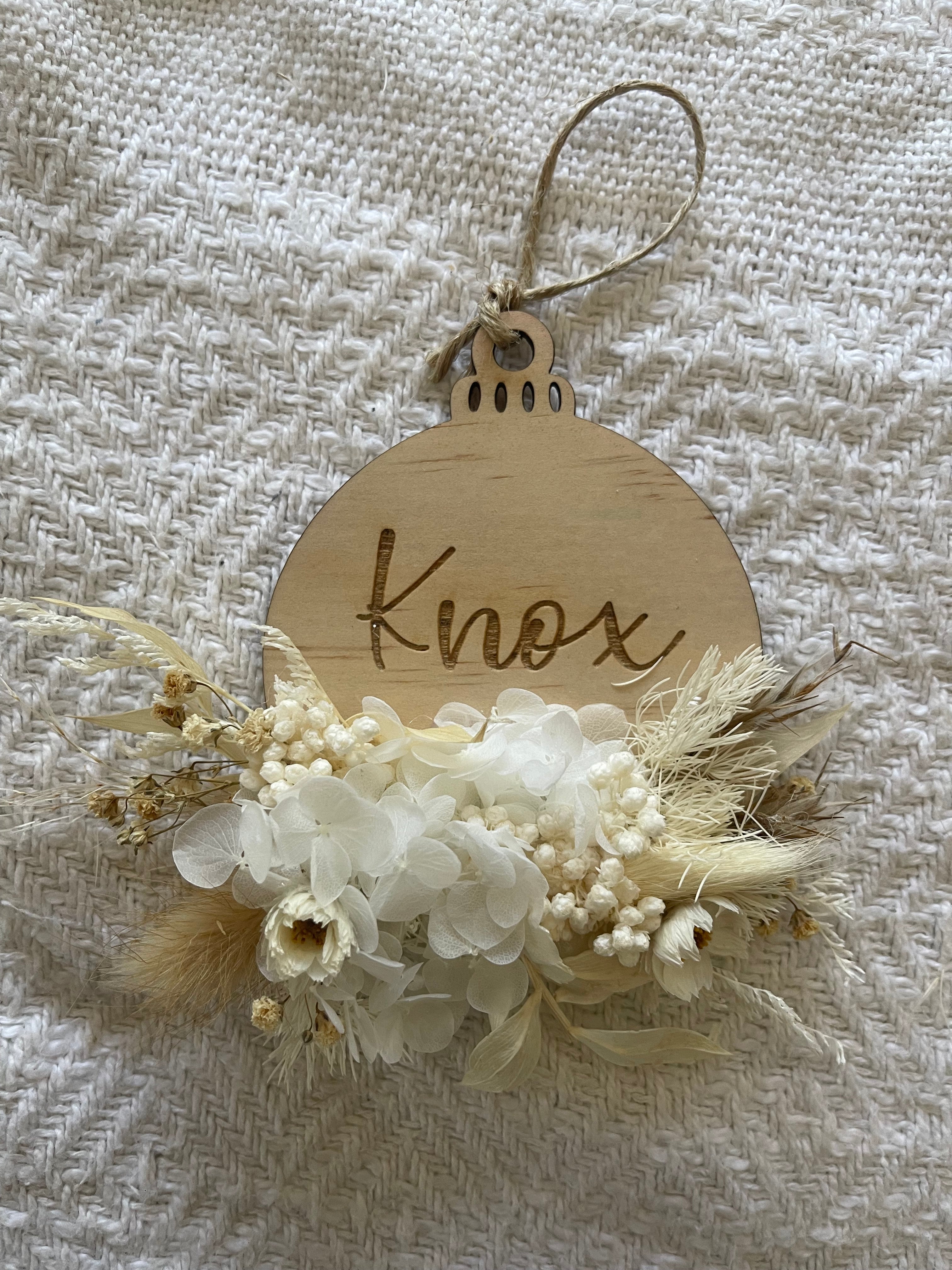 PRE ORDER - Christmas floral & wooden hanging ornament.