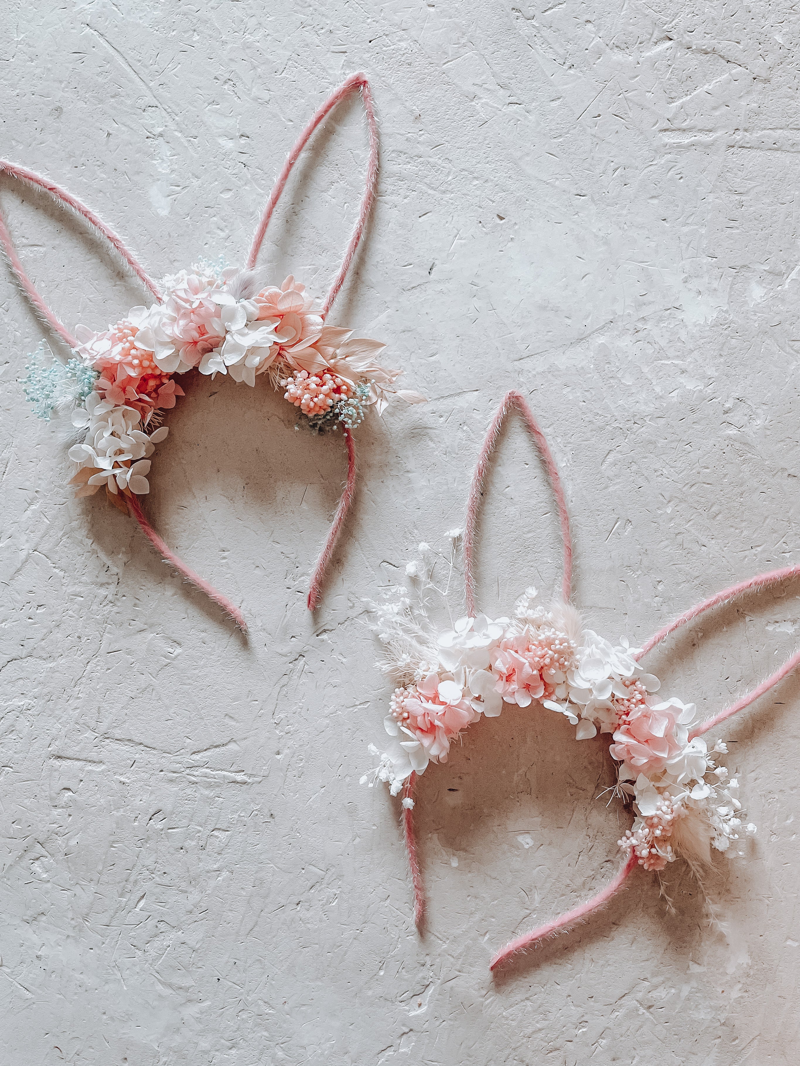 Everlasting bunny crown - PINK wire ears