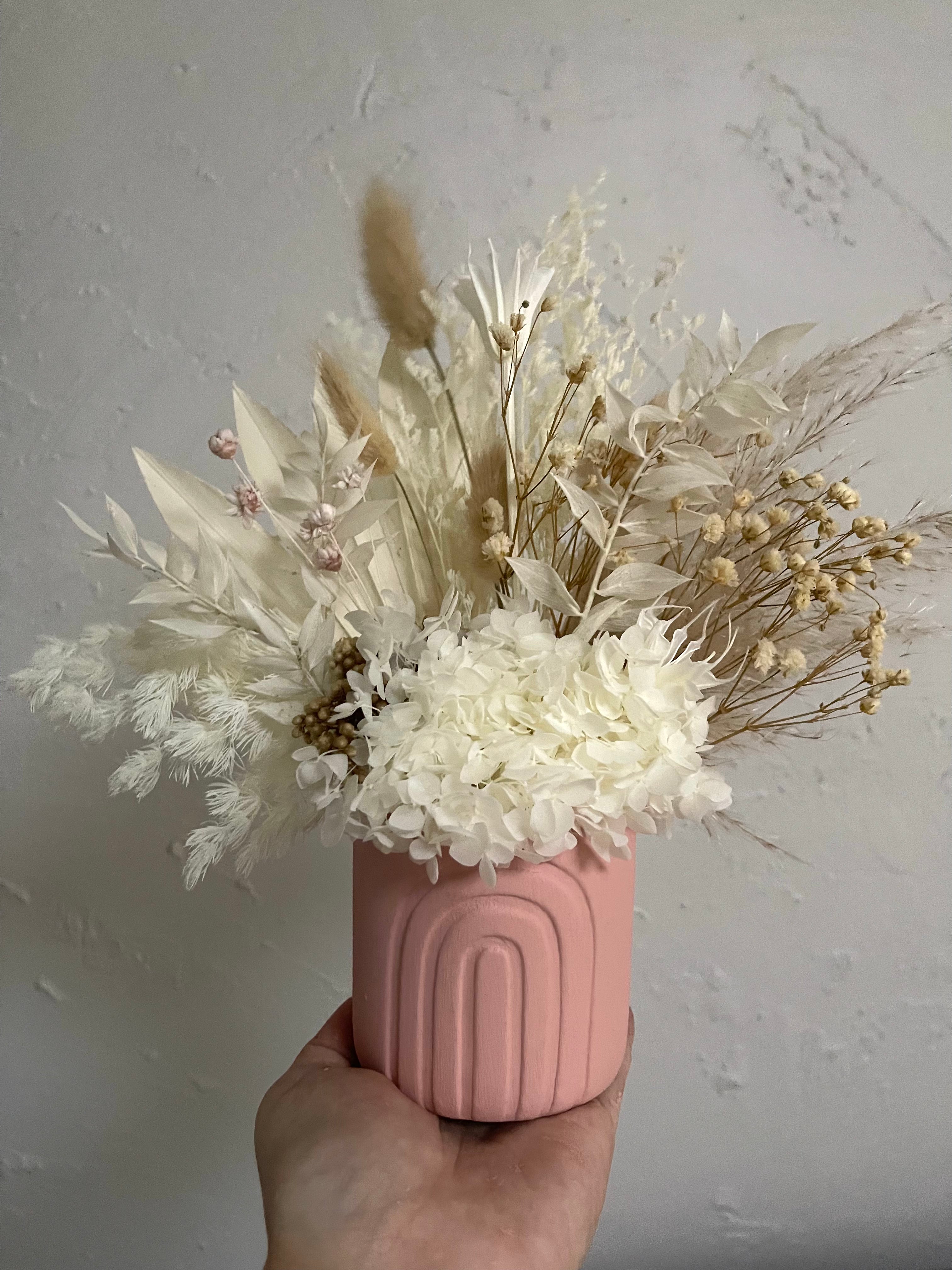 Mini bloom arrangement - rainbow pot BLUSH PINK